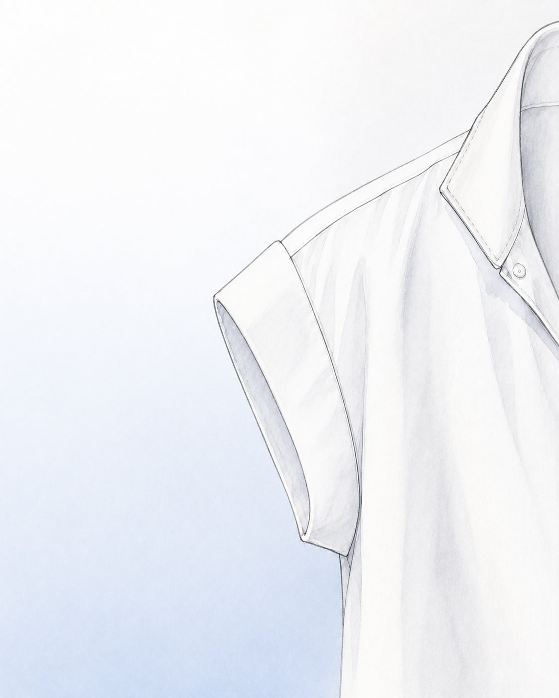 Fashion illustration showing the Birdie Shirt cuffed cap sleeve.